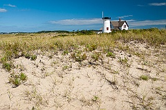 Headless Stage Harbor Lighthouse on Cape Cod Beach